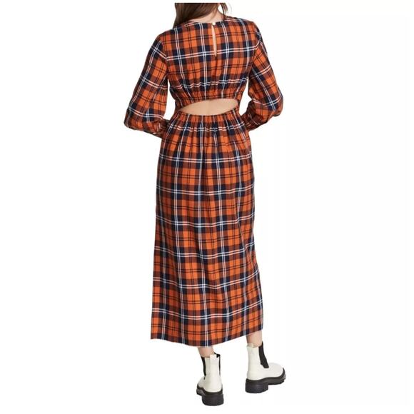 STAUD open back midi gingham Crosshill Dress size size small - Picture 2 of 12